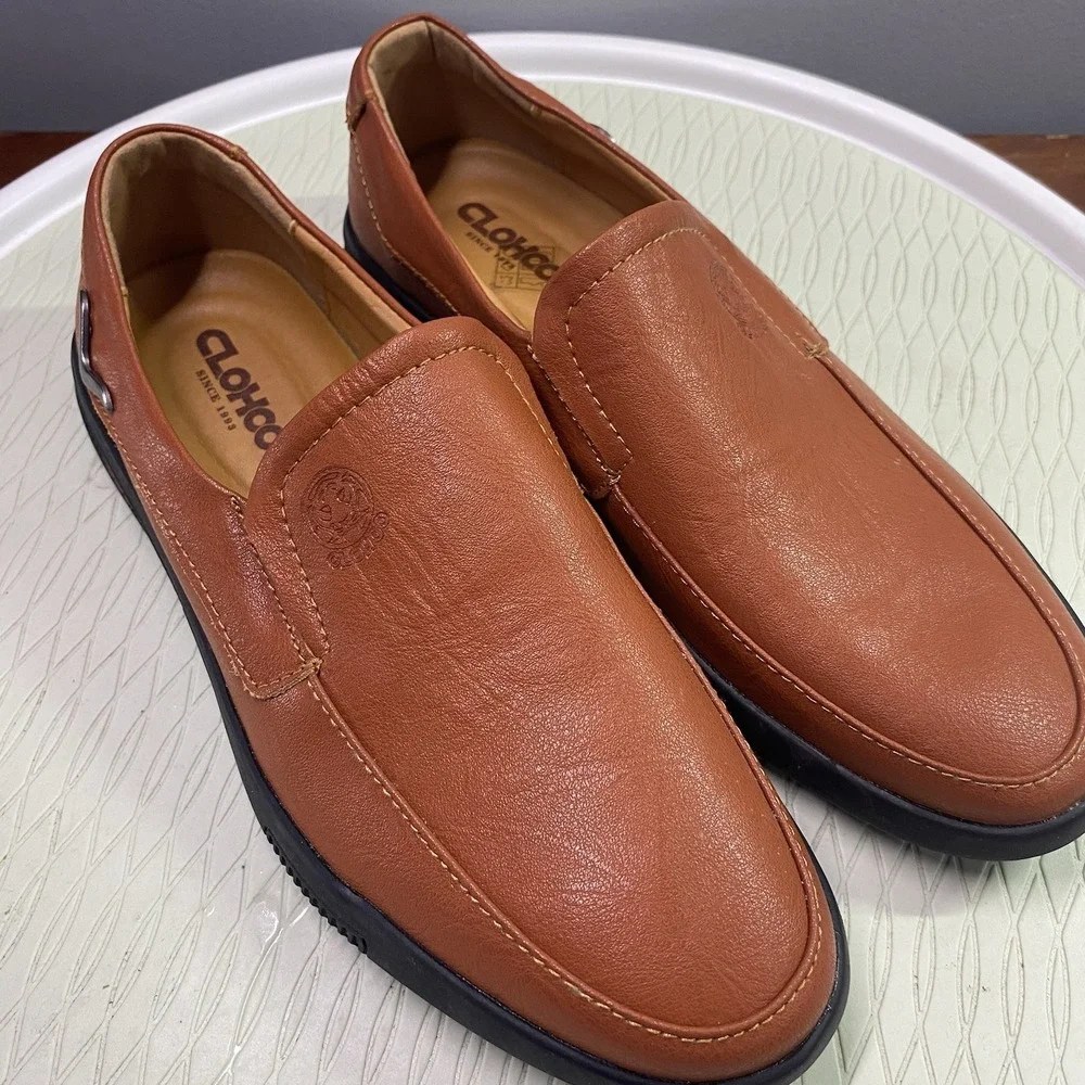 CLOHOO Men's Top Leather‎ Red/Brown Shoes Sz.US 8.5. 260. NWOB